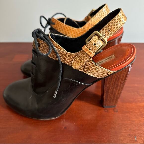 Dries Van Noten black leather snakeskin Slingback Lace up Designer Clog Italy 38 - Picture 4 of 13